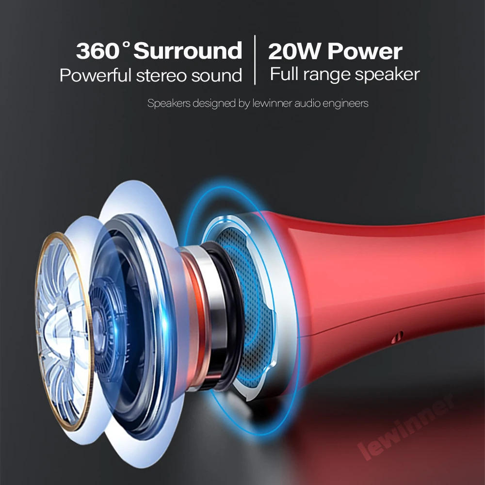 Lewinner L-699 беспроводной микрофон 20 Вт Bluetooth ручной портативный для музыки