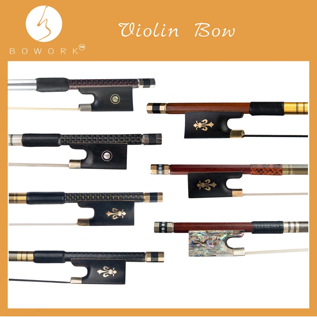 

BOWORK, плетеный бант для скрипки из углеродного волокна, бразильский бант для скрипки Pernambuco 4/4, бант для скрипки
