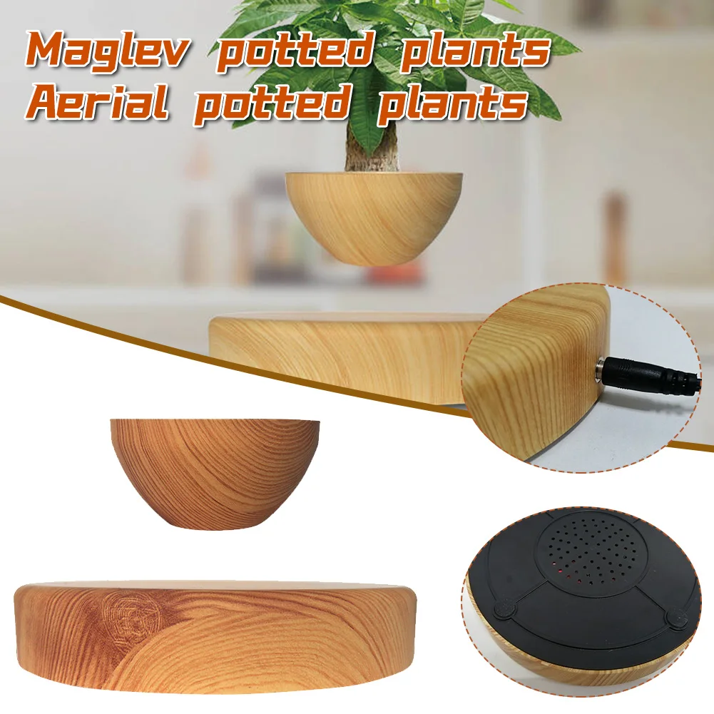 

Levitating Air Bonsai Pot Rotating Flower Planter Magnetic Levitation Suspension Flower Floating Pot Desk Home Office Decor