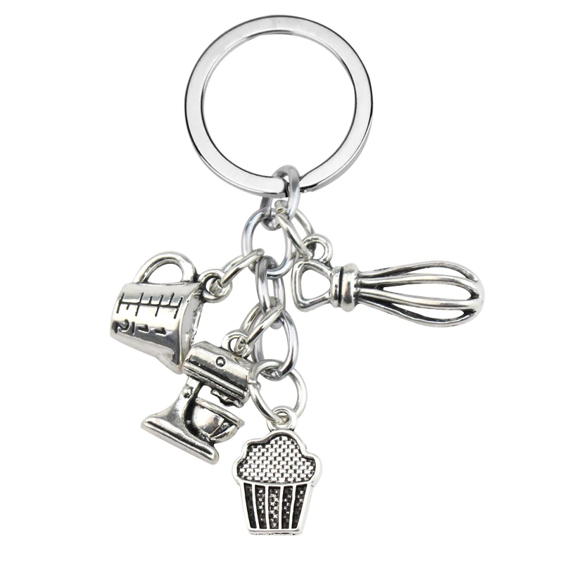 New Dessert Keychain Baking Key Ring Cake Egg Beater Blender Measuring Cup Moulds Key Chain For Dessert Chef Gifts Jewelry
