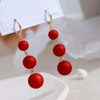 korean big simulated pearl ball temperament dangle hoop earrings for women girls wedding jewelry statement party jewelry