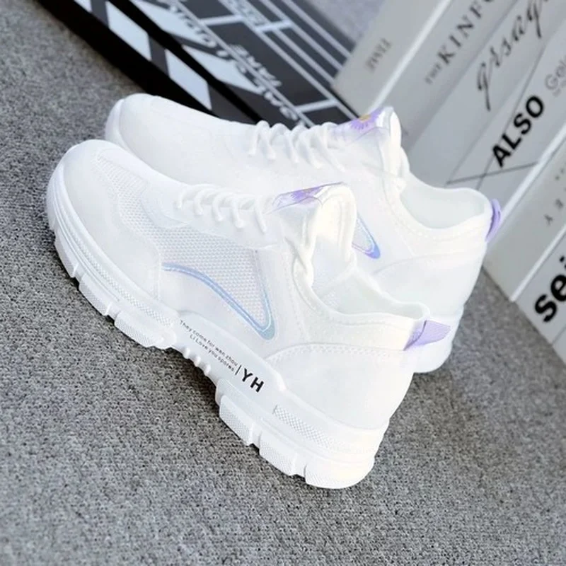 

Кроссовки женские сетчатые однотонные, дышащие легкие, на платформе, повседневная обувь, весна 2021