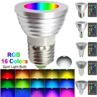 e26 e27 e14 gu10 gu5 3 mr16 led rgb light bulb dimmable 3w led lamp remote control colorful changing bulb led lampada decor home