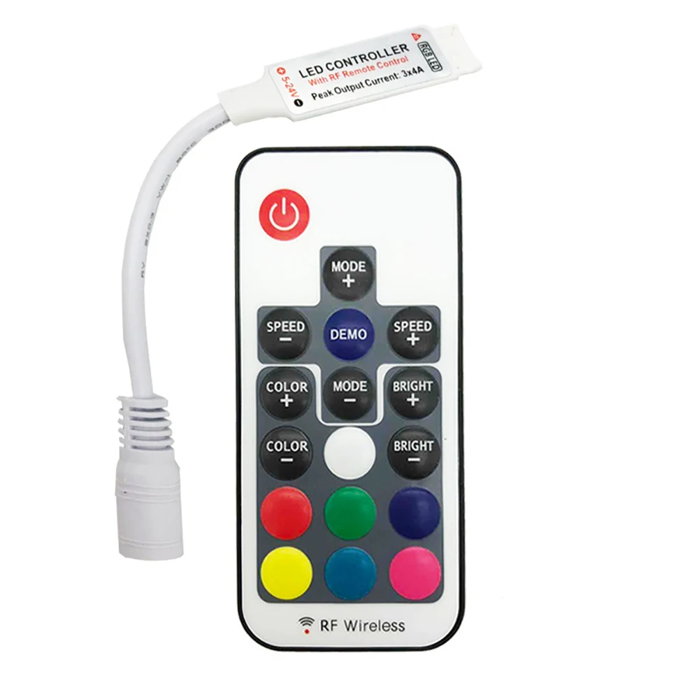

17-Key Mini RF Wireless LED Dimming Remote Control For 5050 3528 5730 5630 3014 RGB Color LED Strip Light