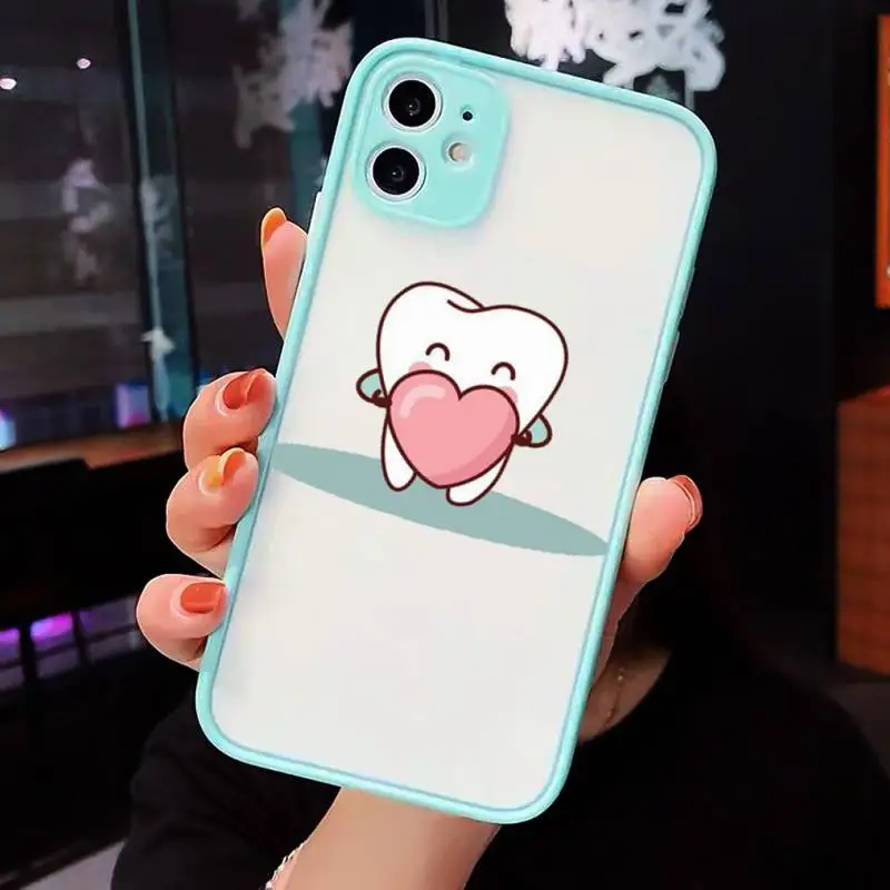 

dental implant Dentist Dental Teeth Phone Cases matte transparent For iphone 7 8 11 12 plus mini x xs xr pro max cover