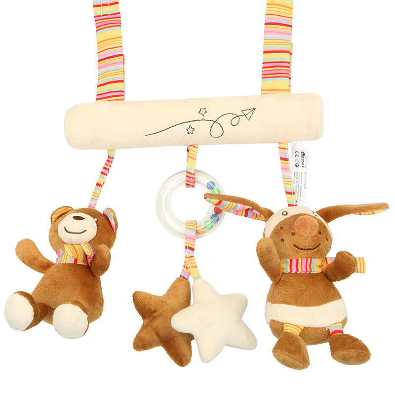 bear rabbit hanging Игрушки для новорожденных 0-12 месяцев, музыкальные мягкие игрушки для коляски, мягкие игрушки для животных, детская кроватка, подвесная развивающая игрушка-погремушка для младенцев - Цвет: bear rabbit hanging