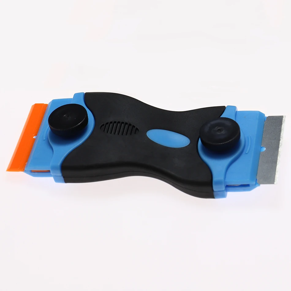 Синий 2 in 1 Plastic Handle Razor Glass Ceramic Hob Scraper Cleaning Tool With Blade For Oven Cooker Cleaning Window Smooth Surface - Цвет: Синий