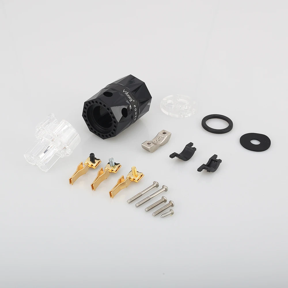 

High Quality Viborg VE503G+VF503G Pure Copper Transparent 24K Gold Plated Schuko EU Power cable Extenstion adapter Plug