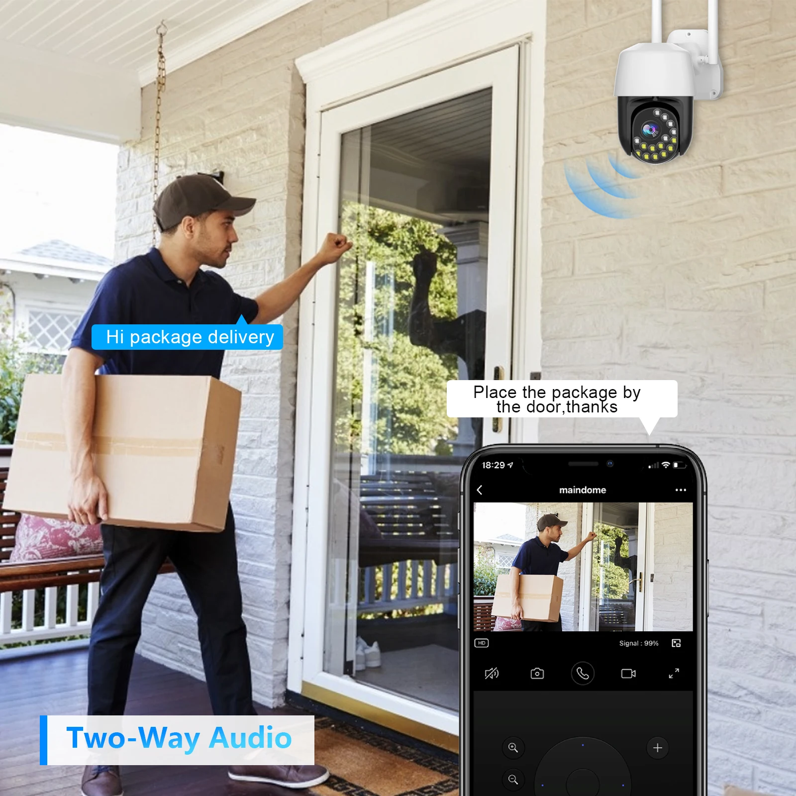 Наружная IP камера HD 3 Мп Wi Fi PTZ 10X зум внешняя беспроводная с автоматическим