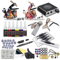 100 brand new high quality complete tattoo kit for beginners tattoo machines 6 color tattoo inks practice skin tattoo supplies