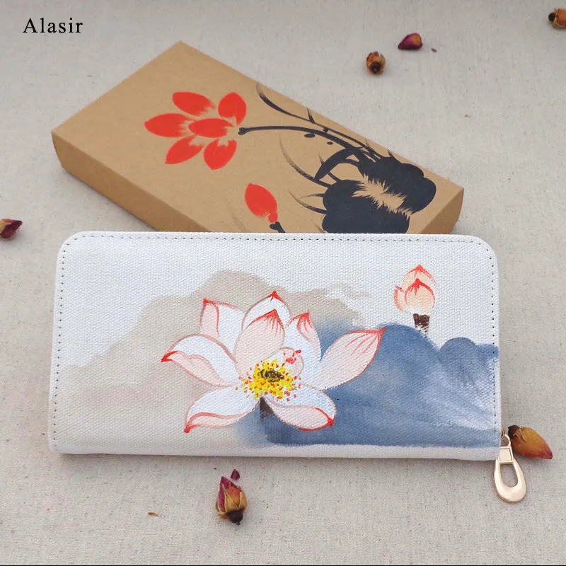 Alasir Оригинальный китайский стиль лотоса кошельки сумки женские дизайнерская
