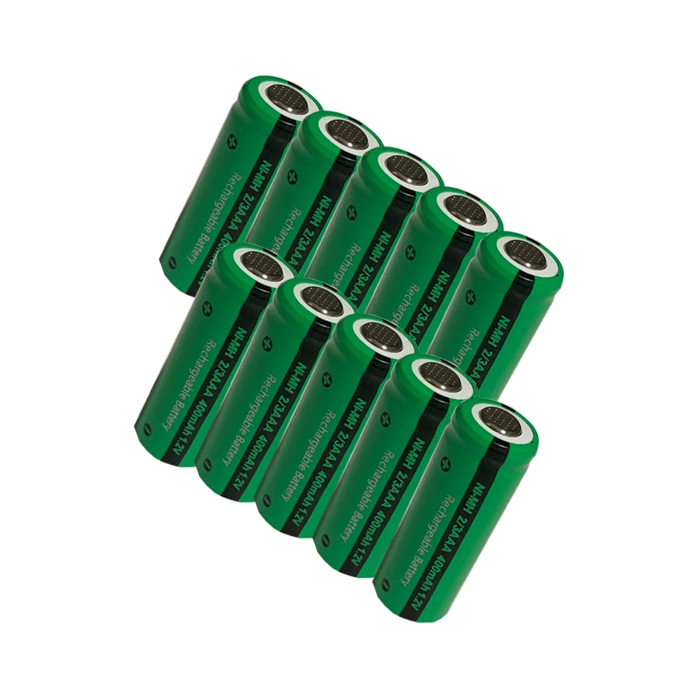 10 шт. 2/3 aaa батарея 400 mah 1 2 v nimh 3 аккумуляторные батареи с плоским верхом для