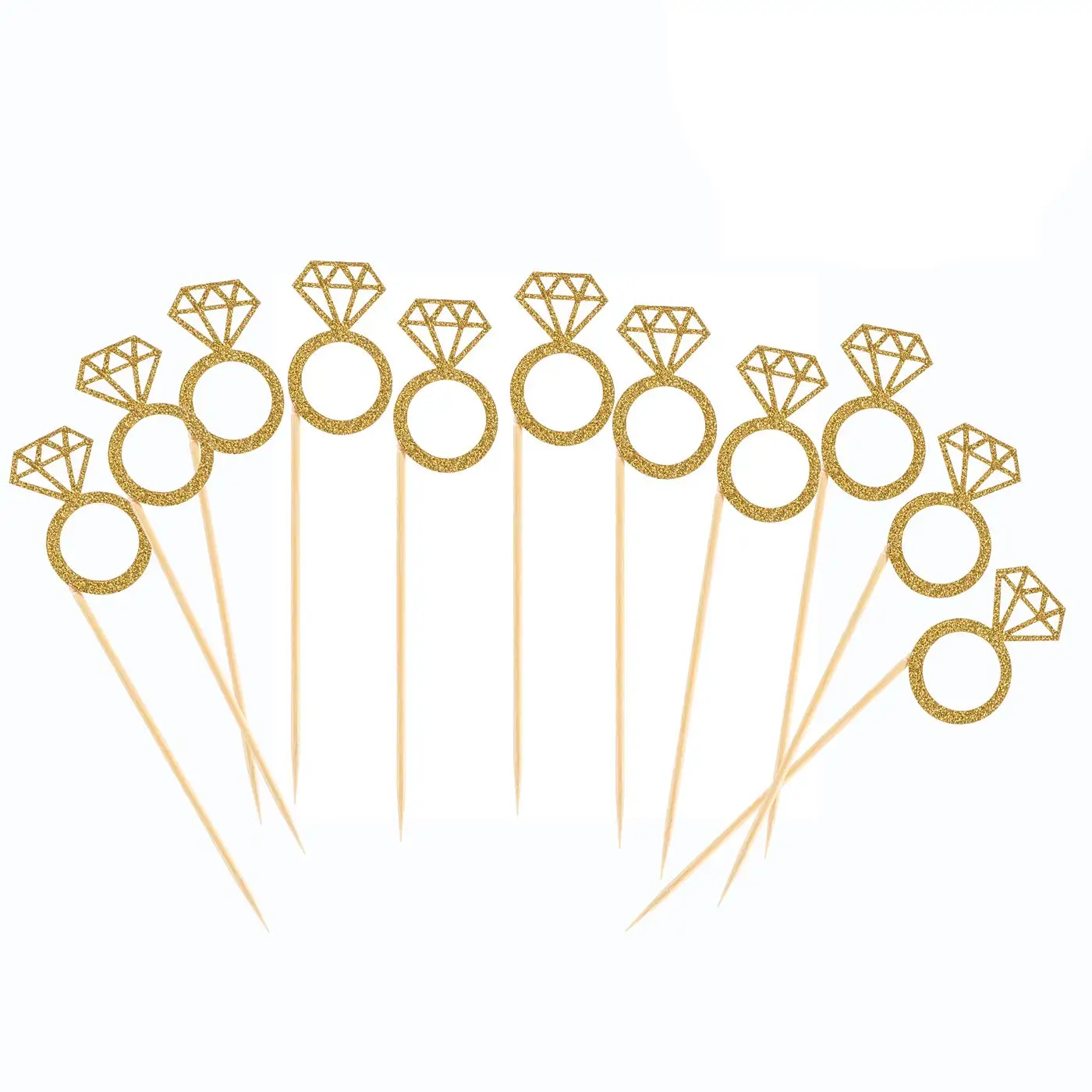 50 шт. топперы для кексов с золотым блеском мини АЛМАЗНОЕ КОЛЬЦО на торт свадьбы