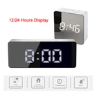 Зеркальный Цифровой светодиодный Будильник Snooze Time Night светильник термометр Home Travel R