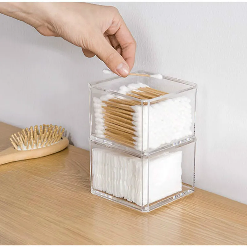 Акриловый круглый Qtip контейнер горшки для специй миска косметический макияж