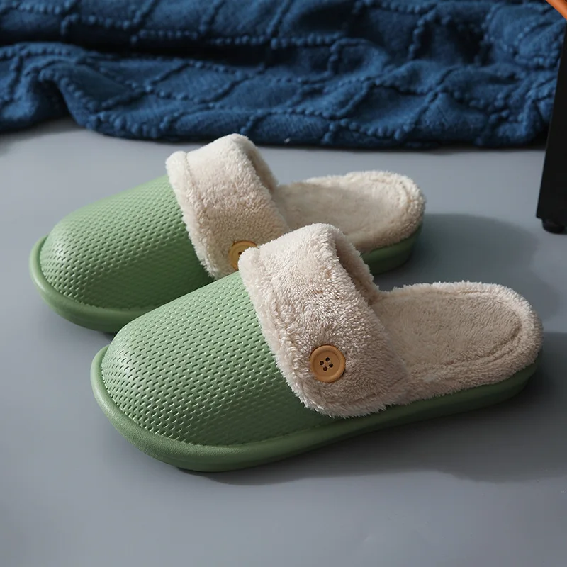 

Autumn Winter Wear Waterproof Thick-Soled Non-Slip Slippers Woman Plush Lining Warmth Slippers Indoor Household Couple Shoes