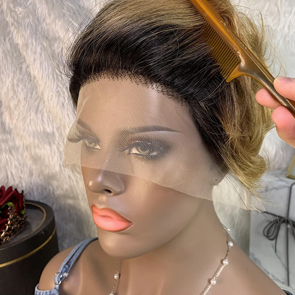 Bliss Short Wig Straight Lace Front Human Hair Pixie Cut Brazilian Remy For Women | Шиньоны и парики