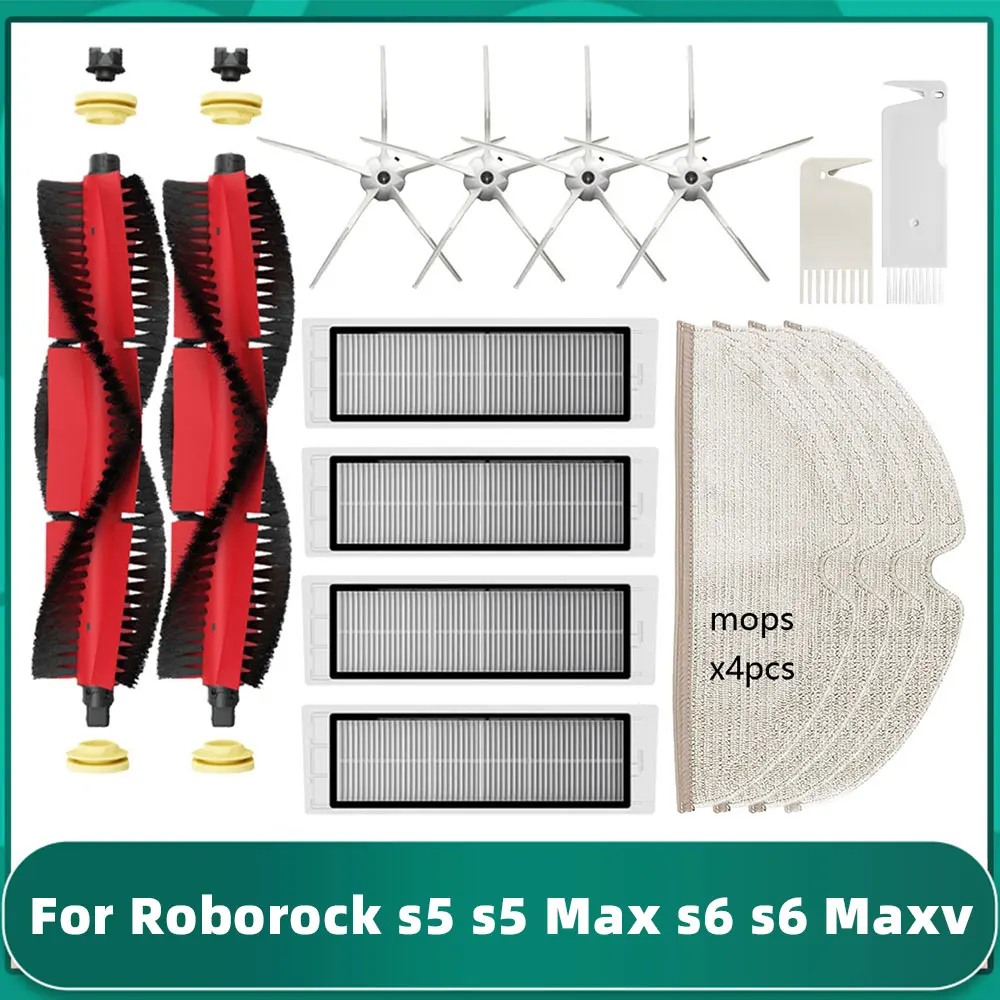 For Roborock S5 Max / S50 / S51 / S55 / S6 MaxV Pure / Xiaomi 1S SDJQR03RR Main Side Brush Hepa Filter Mop Cloths Spare Part