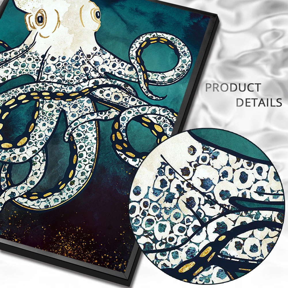 

Jellyfish Octopus Squid Abstractions Canvas Painting Animal Landscape Posters Wall Pictures for Living Room Decoration Unframed