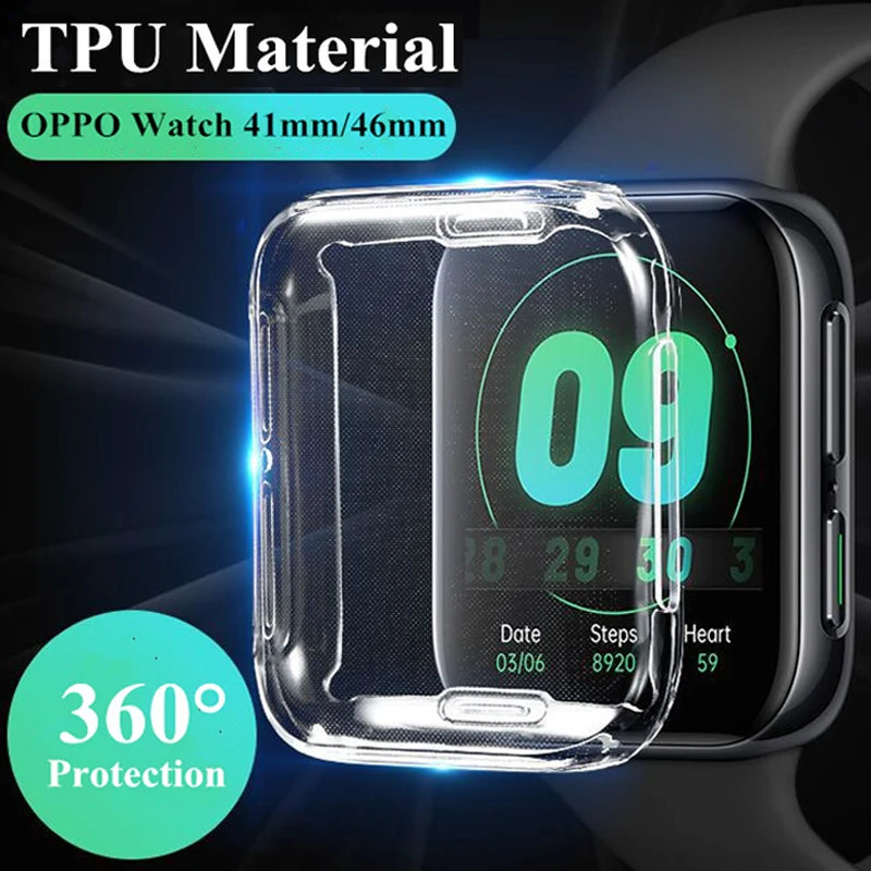 Мягкий защитный чехол из ТПУ для OPPO Watch 46 мм прозрачный экрана 41 защита с полным