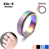 6 colors rotatable relax fidget anxiety rings for women mens stainless steel spinner ring gold sliver black regulate mood rings