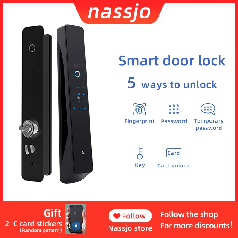 

Nassjo Smart Door Lock Digital Lock Biometric Fingerprint Lock Outdoor Home Safe Fingerprint Password Key IC Card Mobile App