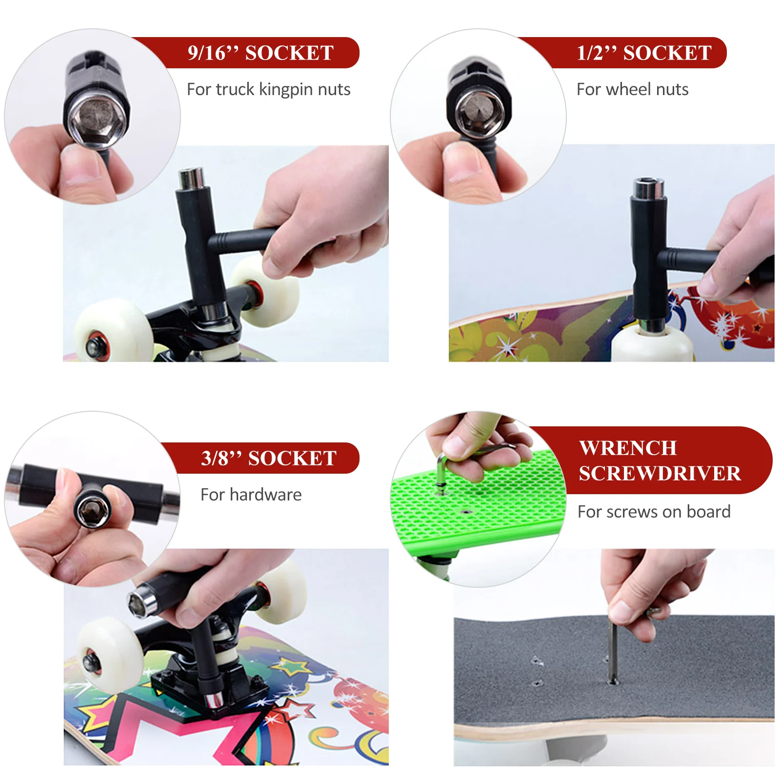 

5'' Skateboard Trucks Wheels Bearings and T Wrench Set Longboard Wheel Riser Pads Skate Board Bridge Hardware Set