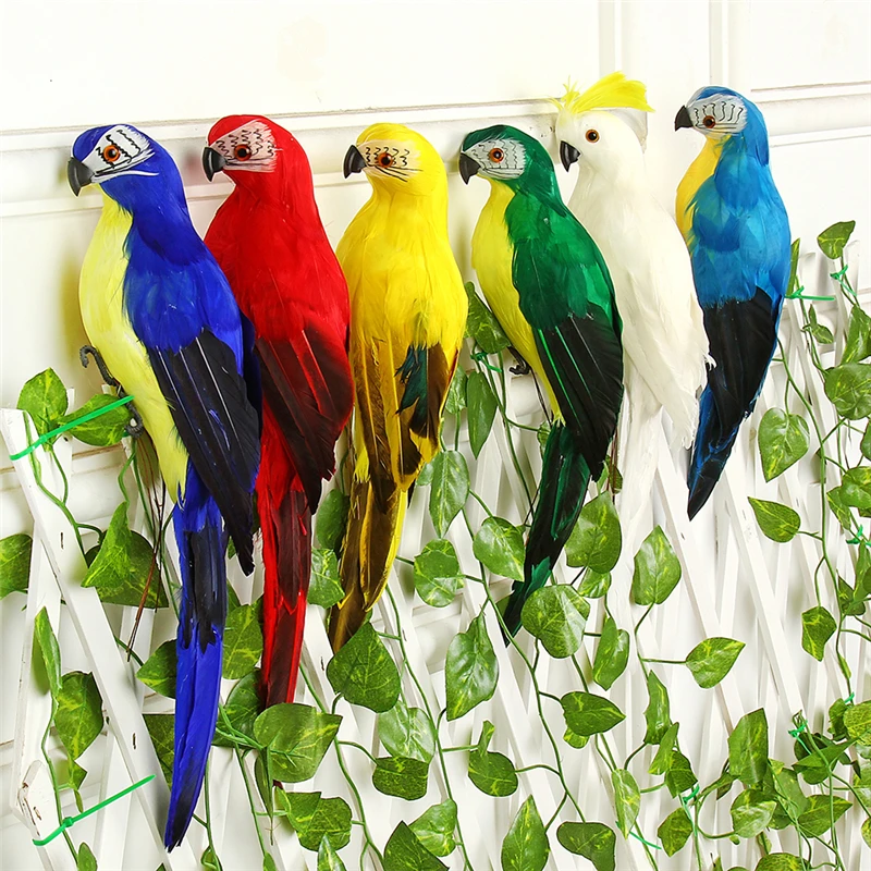 

25/35cm Simulation Parrot Fairy Garden Decoration Handmade Feather Foam Animal Bird Miniatures Figurine Ornaments For Home Decor