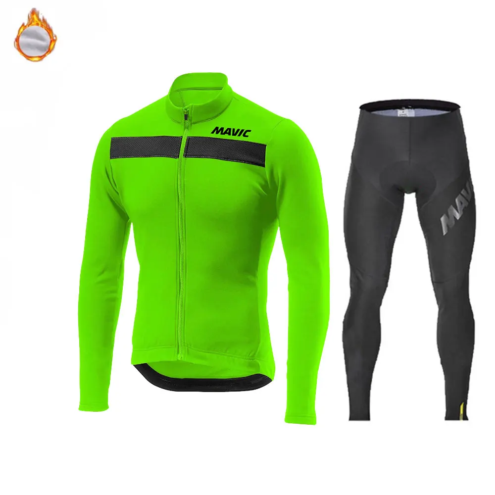 

MAVIC 2021 Salopette Ciclismo Invernale Bicycle Jersey Ciclismo Largo Wool Keeps Warm MTB Bike Traje Carreras Cycling Jersey Set