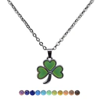 juchao heart shaped petals the color of the pendant changes with the temperature stainless steel chain necklace women jewelry