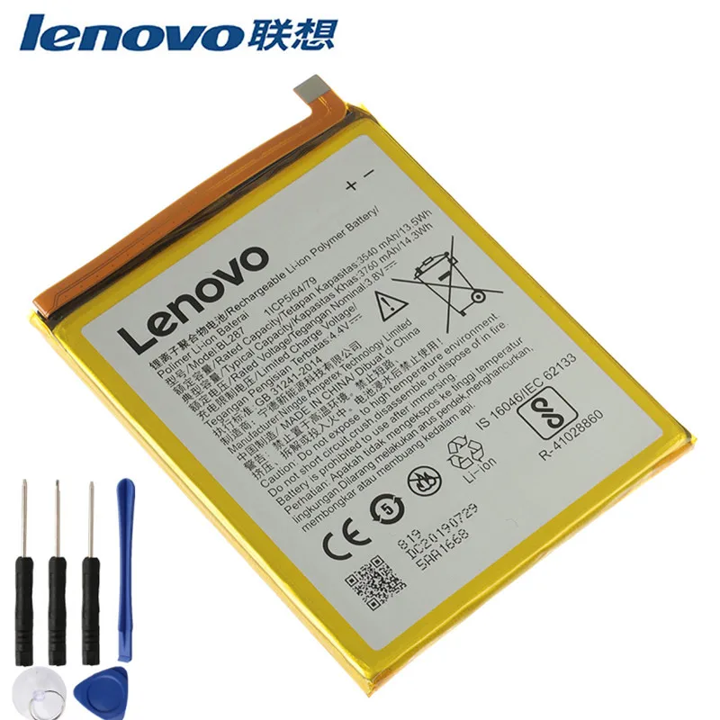 New Original BL287 Batteries For Lenovo K5 Note 2018 / K9 note 6.0 inch L38012 3760mAh Battery Mobile Phone+Gift Tools |
