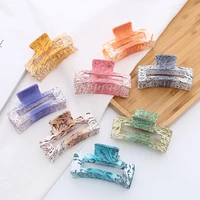 2021 new women hair claws crab ink color hair clip rectangle acrylic geometric hairpins decoration hair accessories hair bands