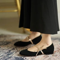 single shoes womens bowknot flat womens shoes 2021 new round toe peas shoes thick heel elegant low heeled ladies single shoes