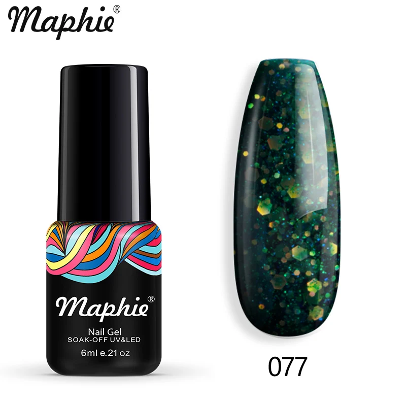 077 Maphie бриллиантовый блеск с ультрафиолетовым свечением Гель-лак для ногтей мерцающий декор с блестками Блестящий лак для ногтей полуперманентный лак Led синий гель для ногтей - Цвет: 077