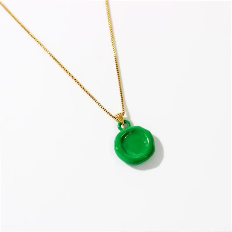 

YIKUF88 Women Necklace Irregular Green Brand Geometric Pendant Cross 18k Gold Necklace Clavicle Chain Fine Jewelry for Wom