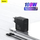 Быстрое зарядное устройство Baseus 100 Вт EU GaN 4,0 QC 3,0 Type C PD для Samsung Xiaomi Macbook, зарядное устройство для ноутбука, телефона с кабелем
