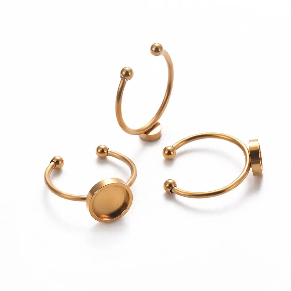 10 шт. без выцветания нержавеющая сталь золото регулируемые кольца пустые/Базовые
