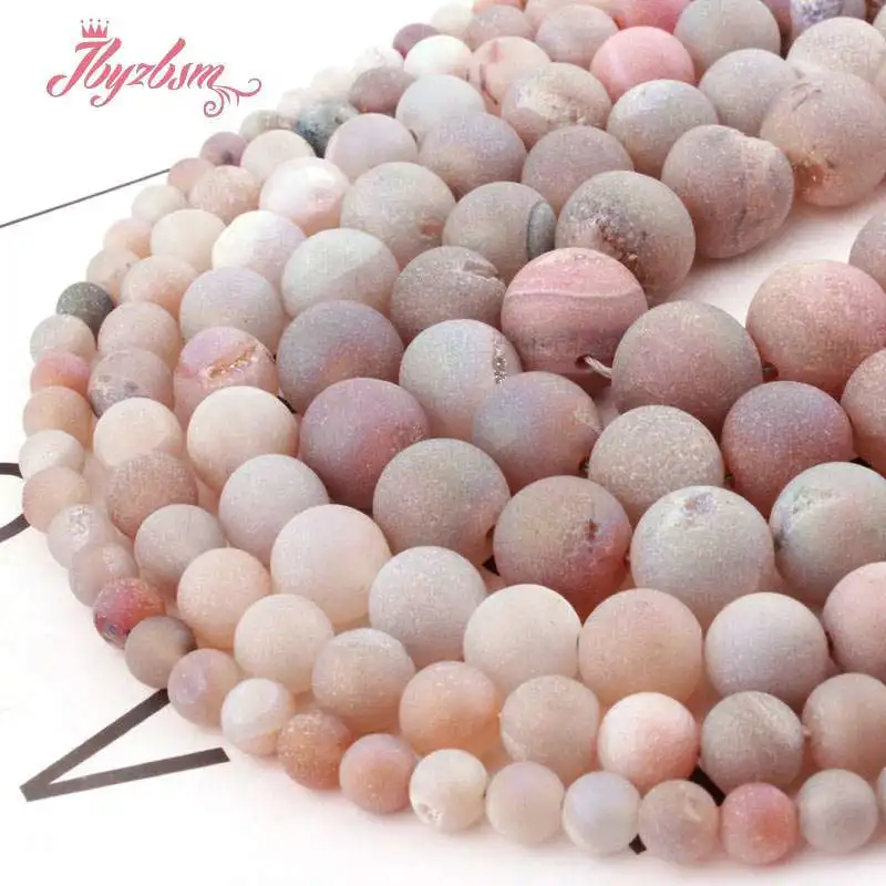 

Natural Metallic Coated Druzy Agates Round White Loose Spacer Beads 6/8/10/12MM Stone Beads For DIY Necklace Jewelry Making 15"
