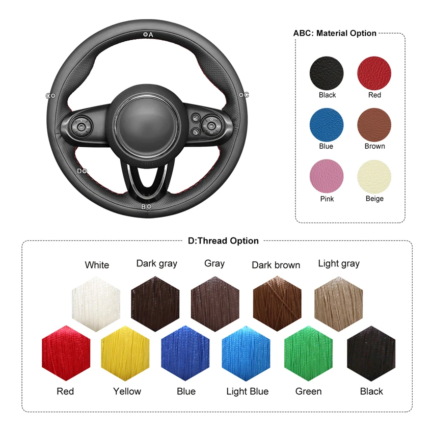 

MEWANT Black Artificial Leather Steering Wheel Cover for Mini(Hatchback/Mini) 2014-2020 Clubman Convertible Countryman 2017-2020