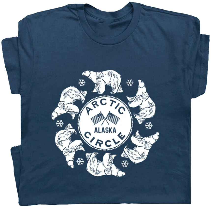 Полярный круг футболка полярный медведь Аляска винтажная Лыжная Iditarod Снежная на