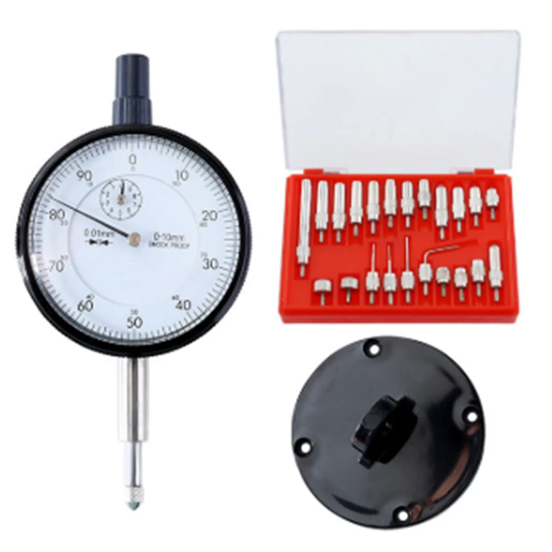 

Dial Indicator 0-10Mm Lug Back Test Gauge And 22Pcs Anvil Point Set Thread 2.5Mm