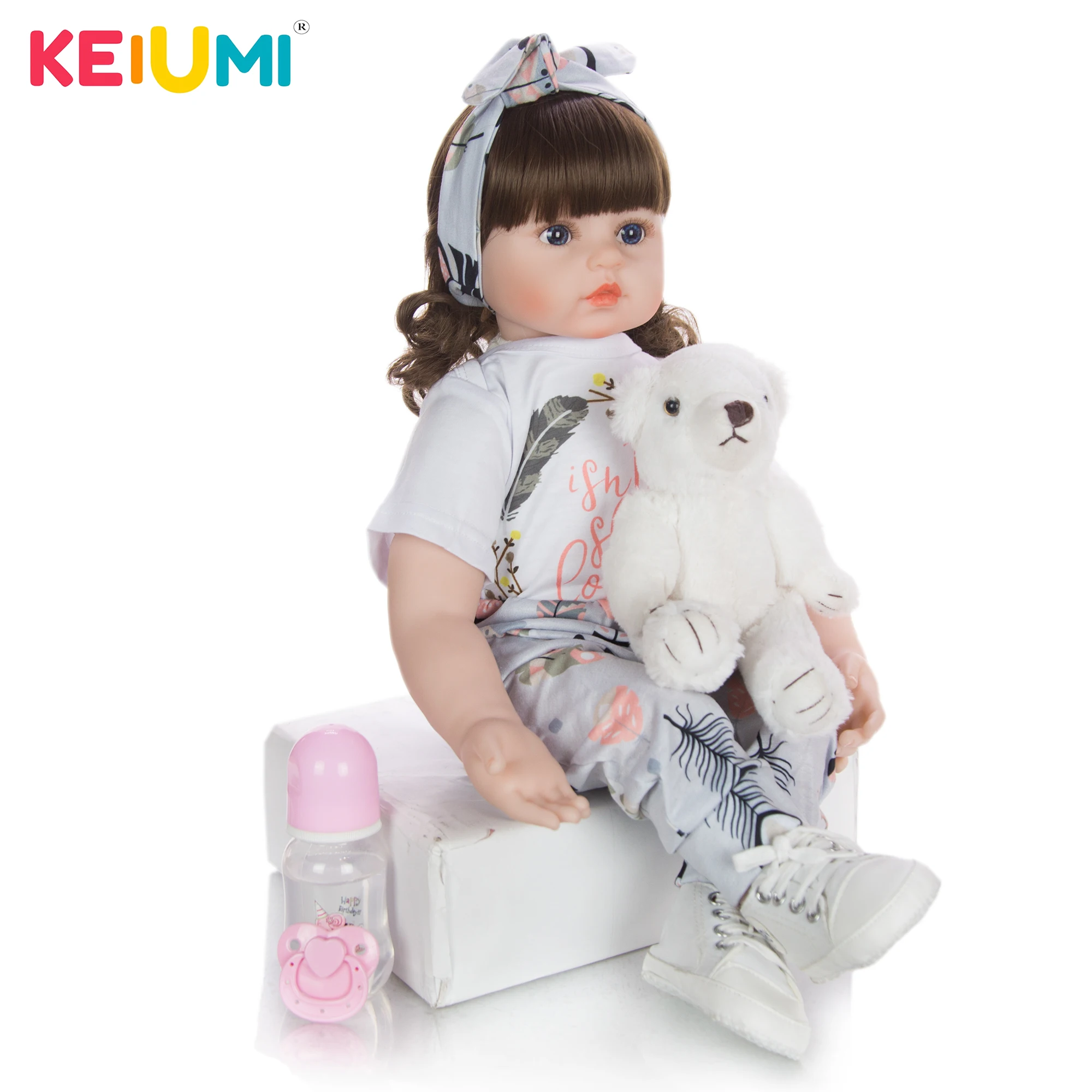 Ручная работа KEIUMI 24 дюйма реборн Детские куклы ткань тело принцесса кукла Bebe