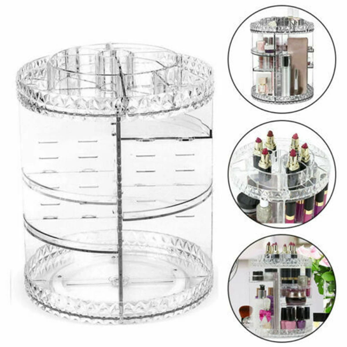 

Cosmetic Storage Box Transparent Rotatable Storage Box Commodity Shelf for Cream Perfume Lipsticks