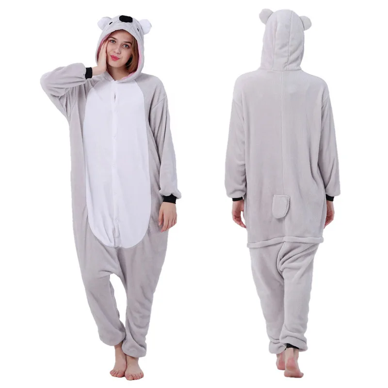 Adults Animal Pajamas Women Sleepwear kigurumi All in One Pyjama Animal Suits Koala Cosplay Cartoon Hooded Pijama