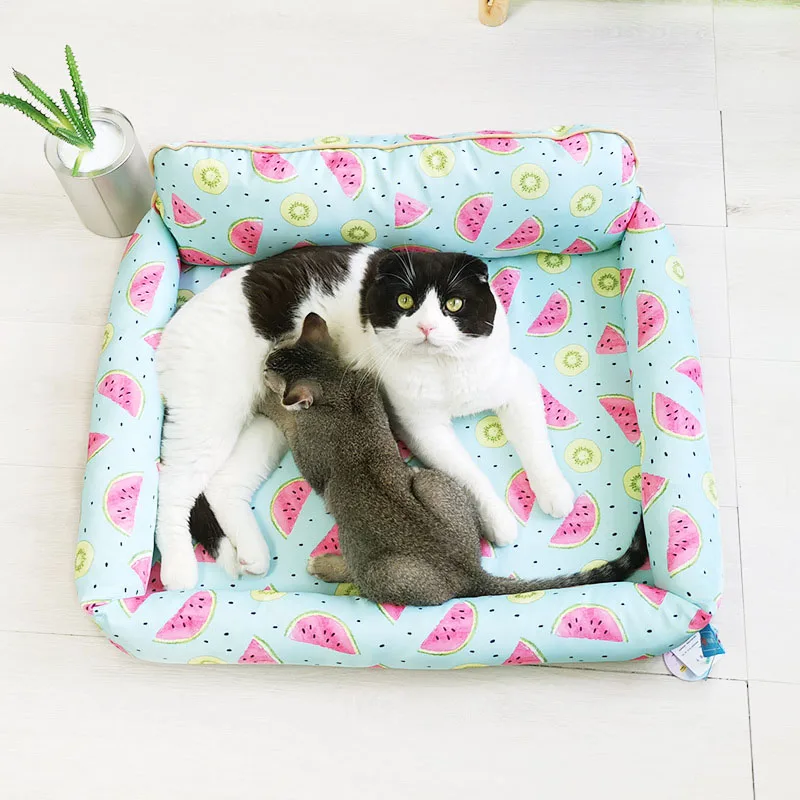 

Breathable Summer Cat Dog Bed Cooling Pet Mat Cold Large Dog Sofa Cooling Blanket Washable Cold Silk Sofa Portable Travel Puppy