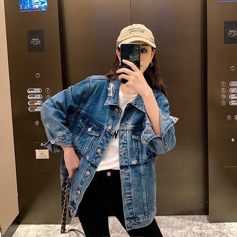 2020 джинсовая куртка Женская bf tide весенняя и осенняя 2 свободная бейсбольная