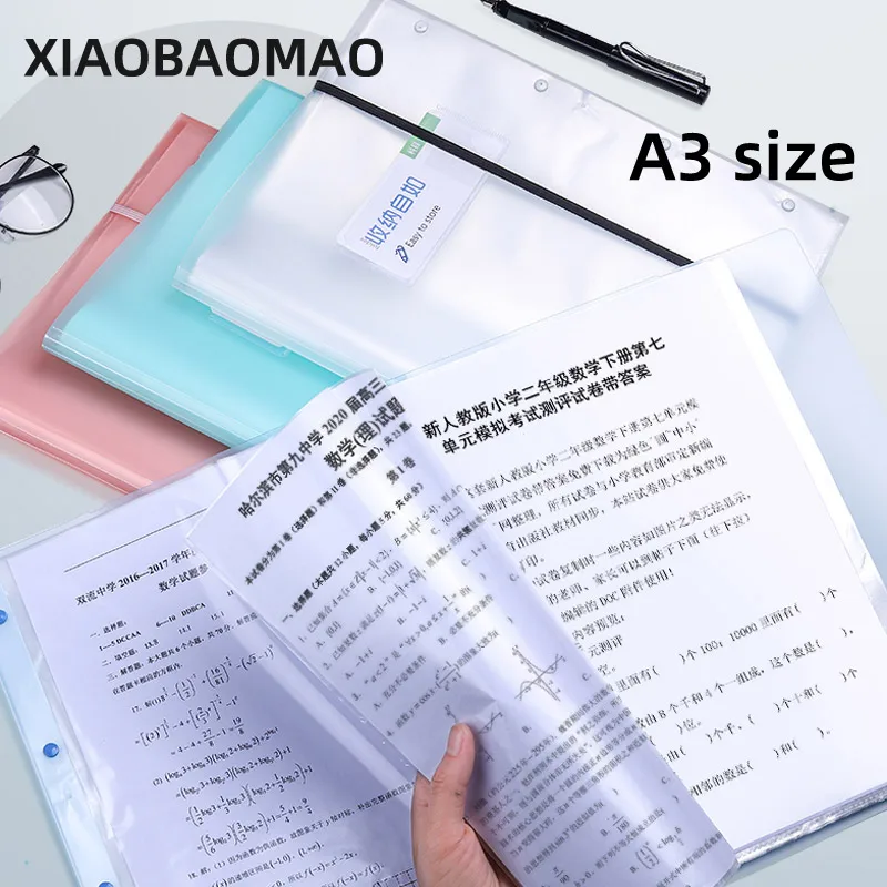 Transparent PP 30 pages A3 display book waterproof pages file bag paper storage rack for paper stationery file folder organizer