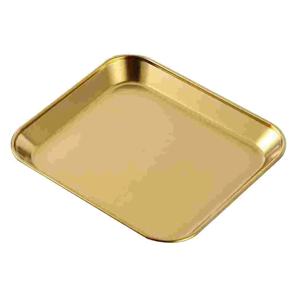 1Pc Stainless Steel Square Shape Storage Plate Dessert Steak Tray (Golden) | Дом и сад