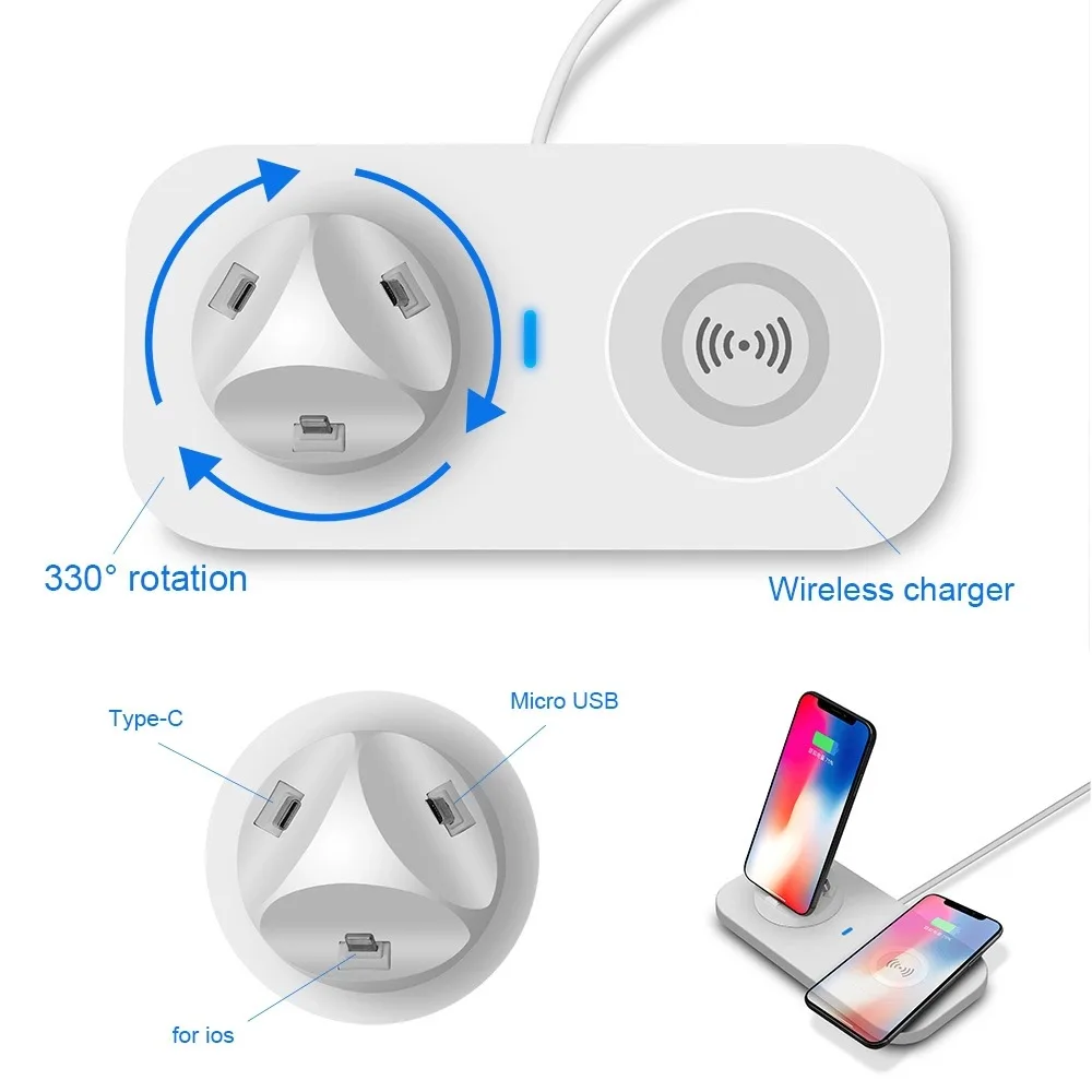 

Wireless Fast Charger Holder Dock Charging Station 360 Rotate Airpods Pro 11 For Iphone 12 11 Iwatch