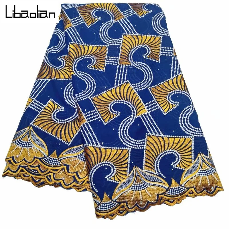 

Хлопковая нигерийская кружевная ткань, высококачественные кружевные бусины, 2021 швейцарская вуаль, кружевная ткань, вышитая африканская су...